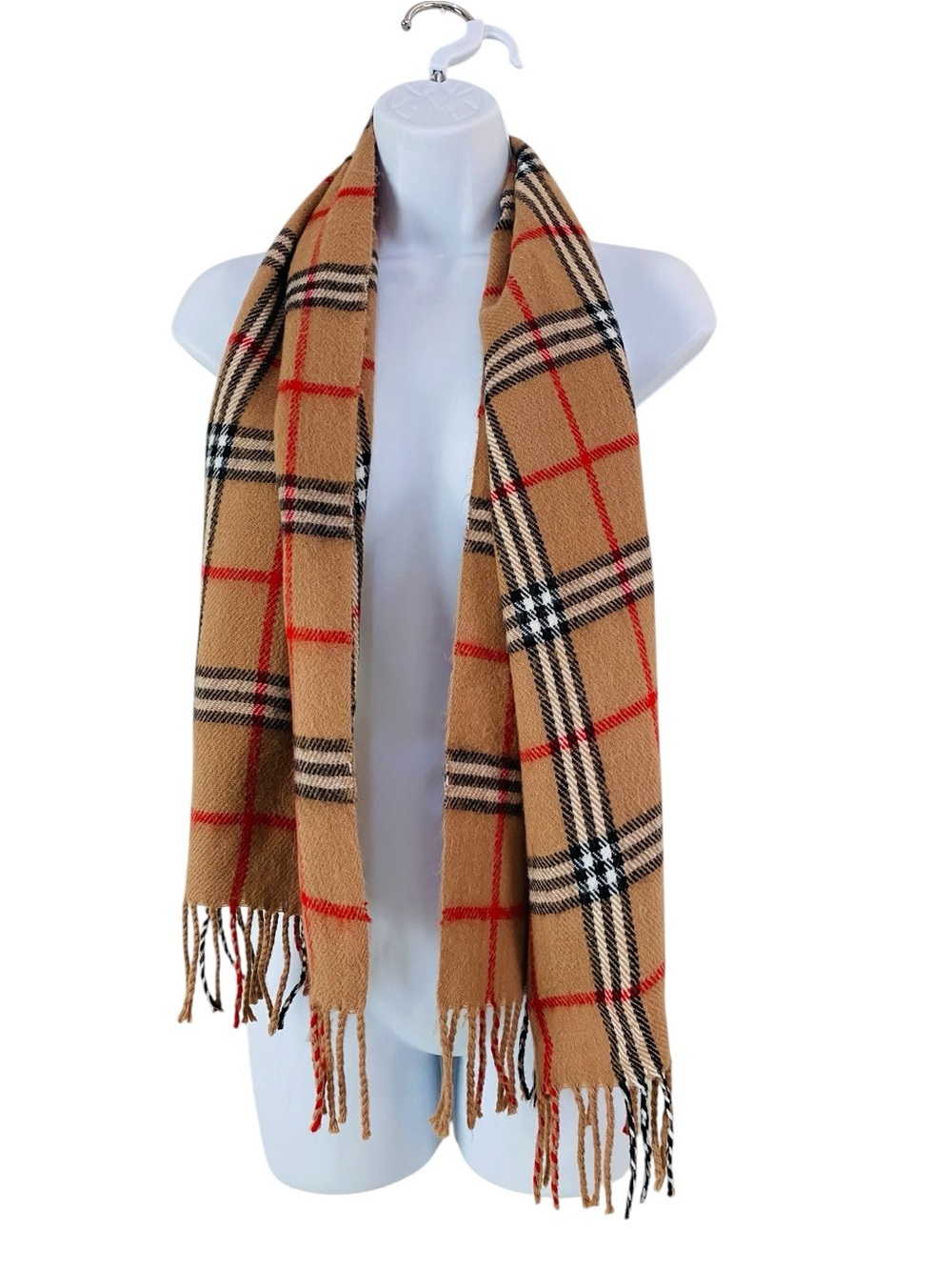 100% Cashmere Classic Plaid Scarf W/ Fringe 12.5“ x 54“